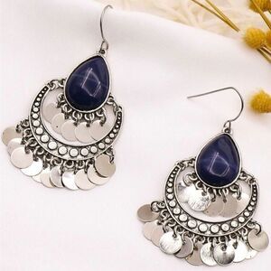NWT Feixun Silver & Blue Dangling Earrings